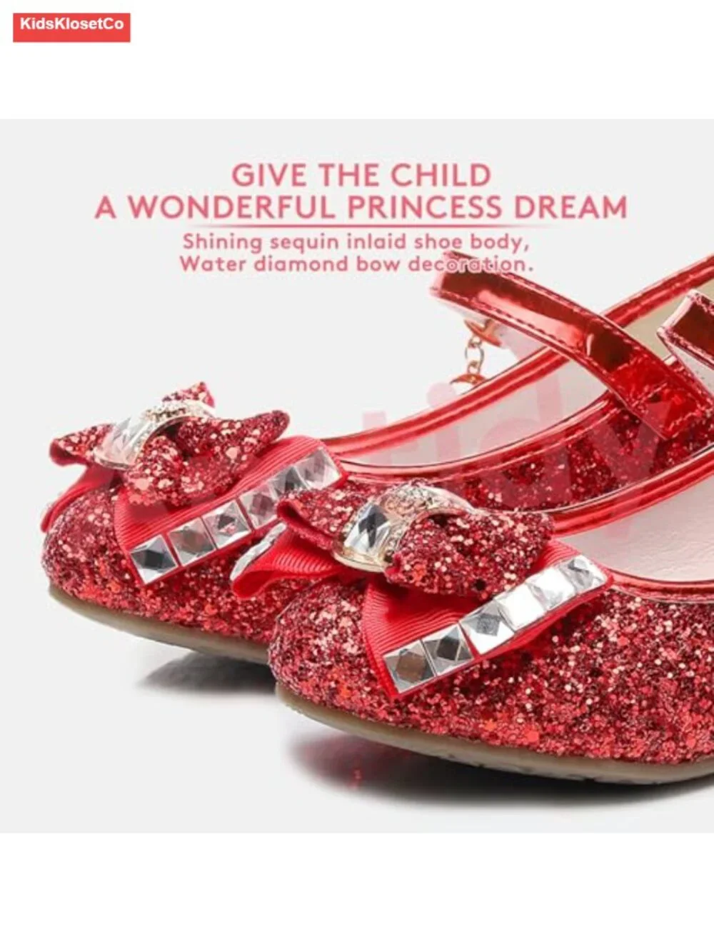 Girls Mary Jane Shoes Low Heel Glitter Princess Party Shoes